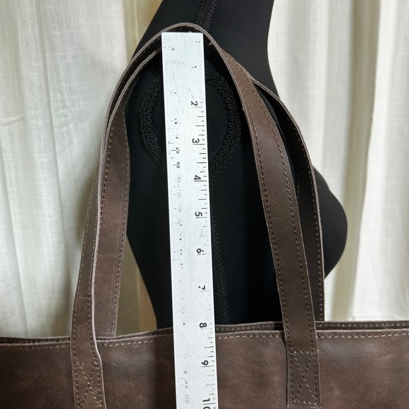 New Genuine Leather Tote Bag Chocolate Brown Classic Shopping Handbag Purse - Picture 6 of 7